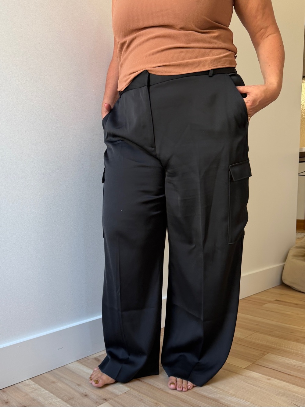 Marks & Spencer Black Wide-Leg Cargo Trousers